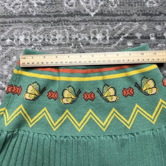 PP Town Butterfly Sweater Knit Pleated Skirt Girls Size 12 Green Yellow Tennis - Picture 3 of 8